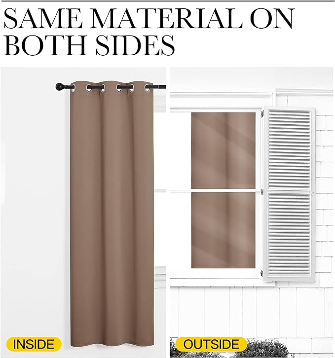 NICETOWN Bedroom Blackout Curtains and Drapes - Window Treatment Thermal Insulated Solid Grommet Blackout Draperies for Bedroom (Set of 2 Panels, 55 by 96 Inch, Cappuccino)