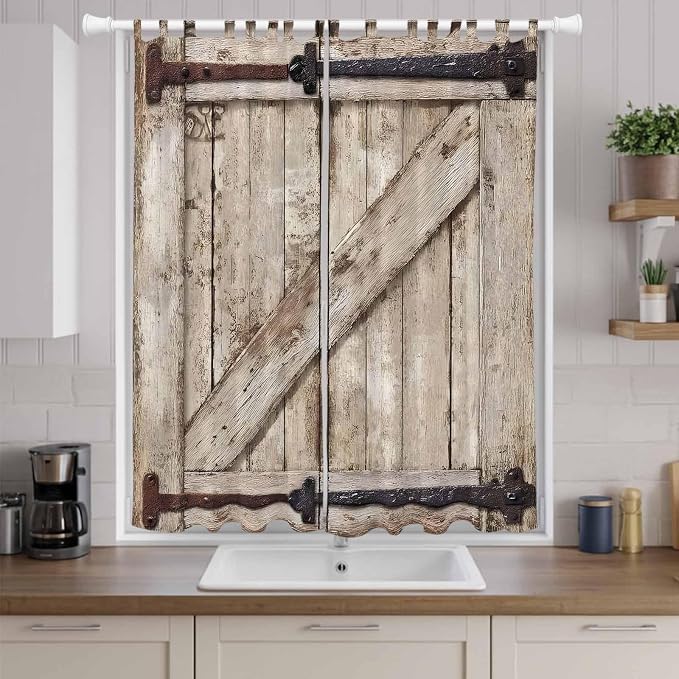Farmhouse Wood Grain Living Room Curtains 84 Inch Length, Window Curtains Tab - Image 9