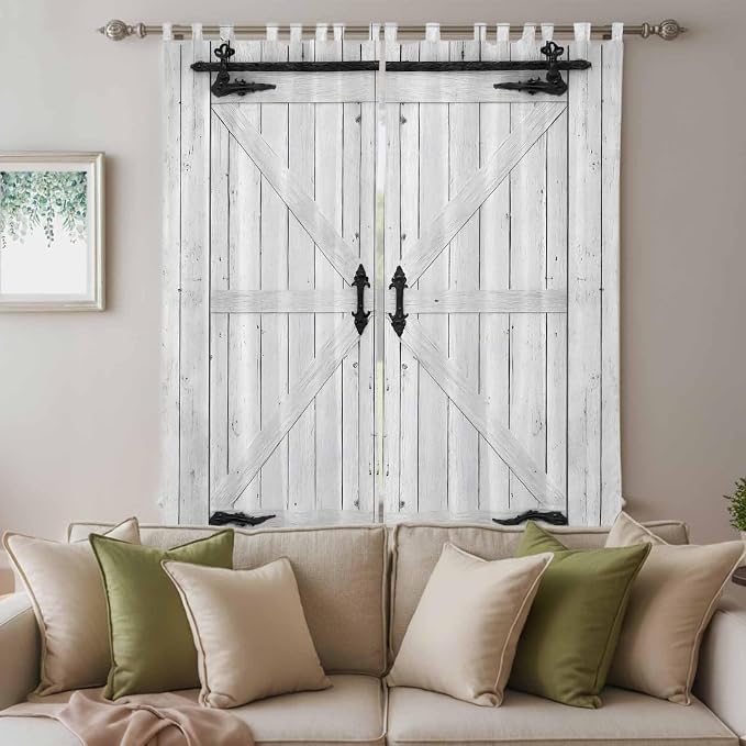 Farmhouse Wood Grain Living Room Curtains 96 Inch Length, Window Curtains Tab - Image 3
