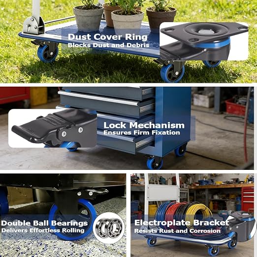 4" Caster Wheels Set of 4, Heavy Duty Casters - Image 3