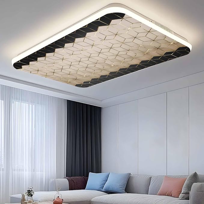 2x4 ft Fluorescent Light Cover for Ceiling Modern Brown Black Geometric Texture - Image 2