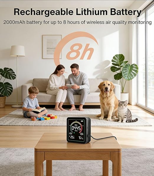 Air Quality Monitor Indoor, 5-in-1 Portable Real-Time CO2 Detector | - Image 5
