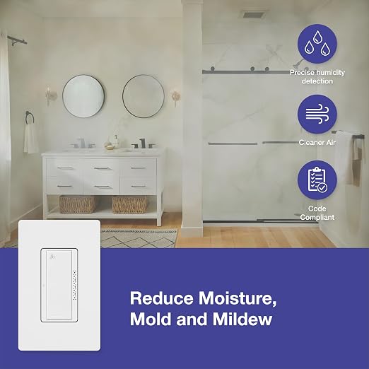 Lutron Humidity Sensor Switch, Bathroom Exhaust Fan, Automatic Moisture Control - Image 5