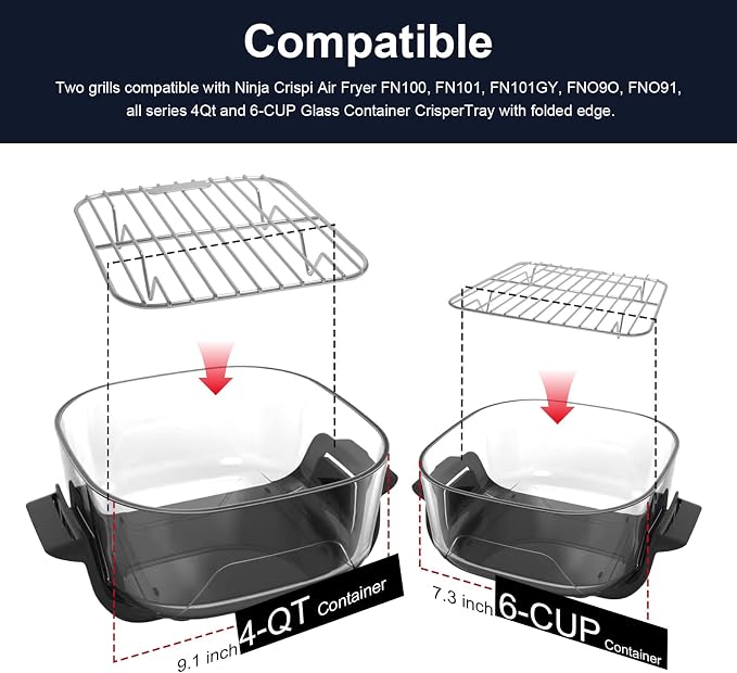 2PCS Crisper Rack for Ninja Crispi Air Fryer FN101, Wire Rack for COSORI - Image 7