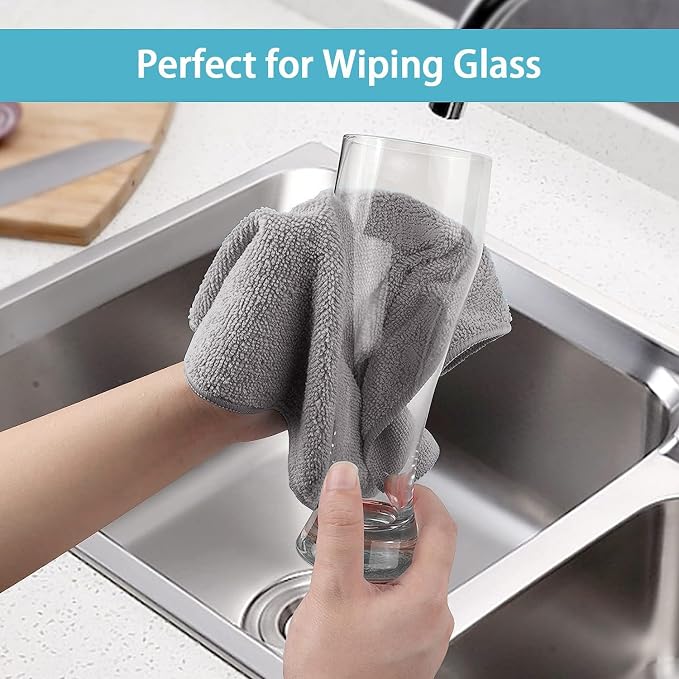 HOMEXCEL Grey Cleaning Rags 5 Pack, Highly Absorbent Microfiber Cleaning Cloth - Image 5