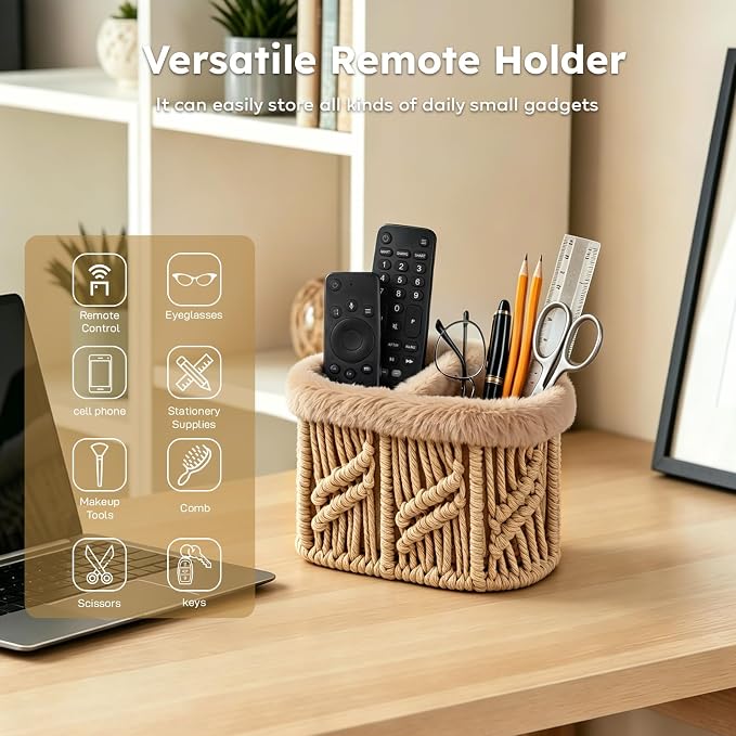 Remote Control Holder, Plush Lined TV Remoter Holder Caddy, Nightstand Desk - Image 3