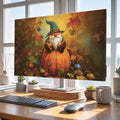 Fall Old Gnome on Ripe Pumpkin Indoor TV Cover, Elastic TV Screen Protector by Unknown