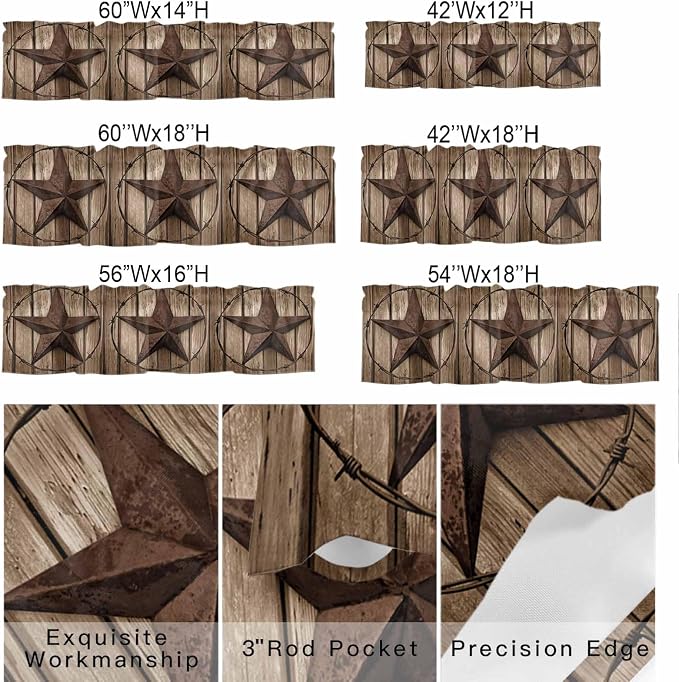 Vintage Texas Star Valances for Windows, 1 Panel - Image 9