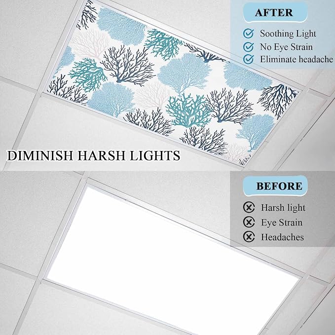 Fluorescent Light Covers for Ceiling Lights Nautical Coastal Ocean Coral - Image 8