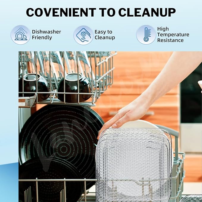 8 inch Square Air Fryer Rack, Lancisism 2 Layers Stainless Steel Dehydrator - Image 7