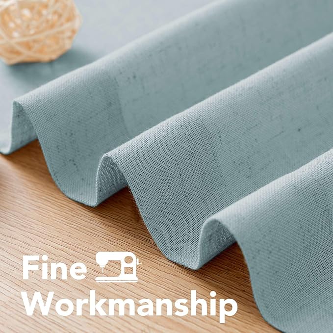 H.VERSAILTEX Living Room Linen Curtains - Semi Sheer, Nickel Grommet, Energy Saving, Light Filtering Window Treatments - Cloud Blue, 2 Panels, 52 x 84 Inch