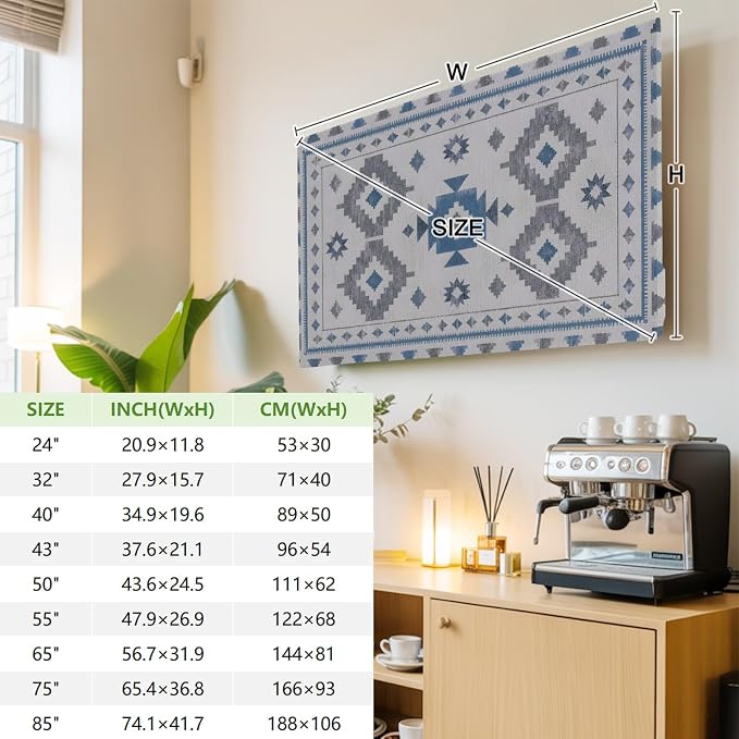 Southwestern Tribal Geometric Indoor TV Cover, Elastic TV Screen Protector - Image 4