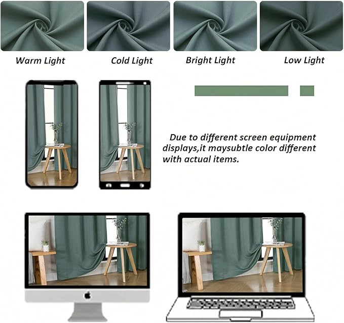 Simplebrand Ava Dark Green Blackout Curtains for Bedroom 63 Inch Length 2 Panels Set, Privacy Thermal Insulated Rod Pocket Door Window Curtains for Patio French Door Front Door, W40 x L63 Inch