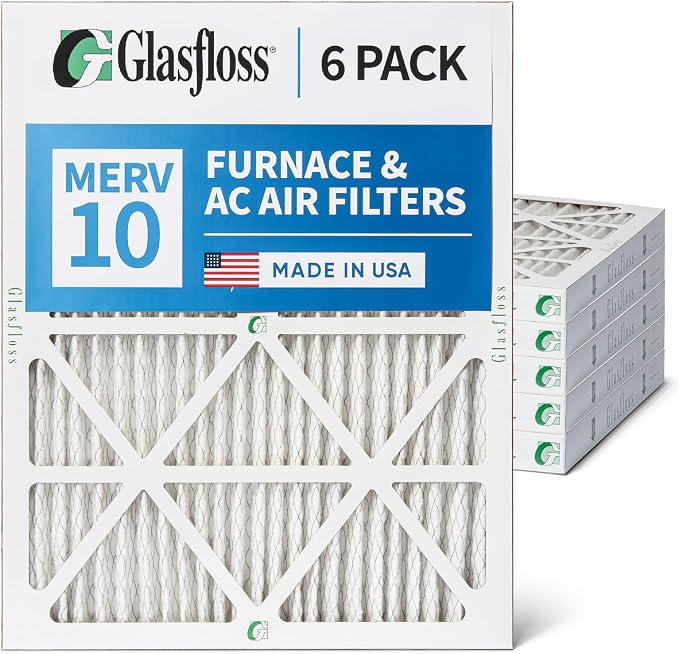 Glasfloss 20x24x2 MERV 10 2" Inch Pleated Air Filters Box of 6. Actual Size: - Image 6