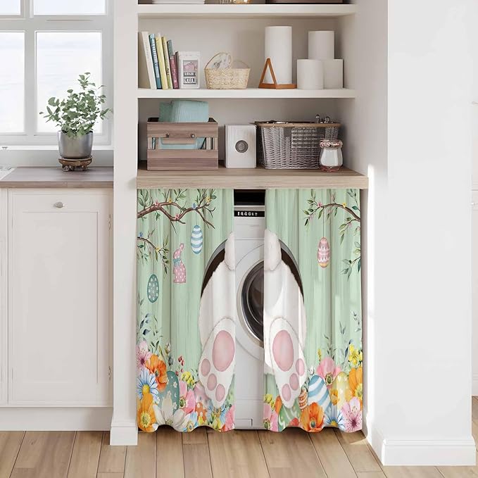 Easter Kitchen Tier Curtains 45 Inch Long 2 Panel Set, Rod Pocket Short Window - Image 7