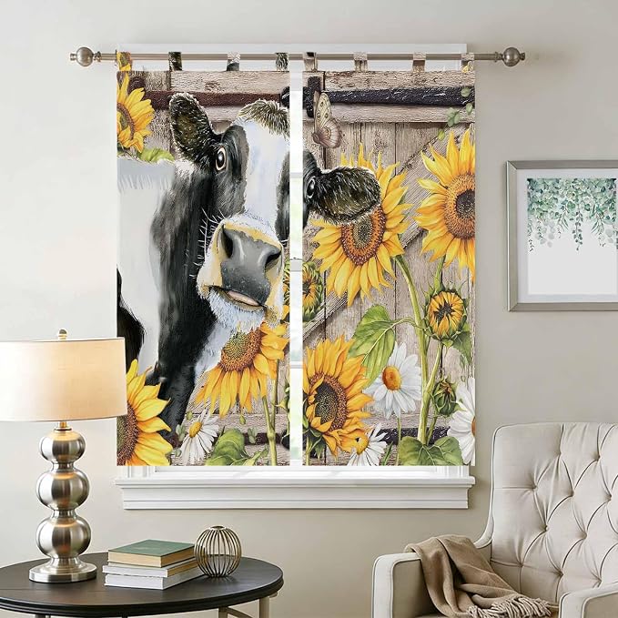 Retro Farmhouse Flower Bedroom Curtains 72 Inch Length, Window Curtains Tab Top - Image 2