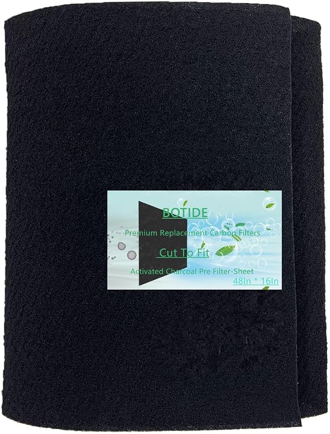 48 x 16 Inch Cut-to-Fit Activated Carbon Fabric Filter Sheet Charcoal Air Vent by BOTIDE