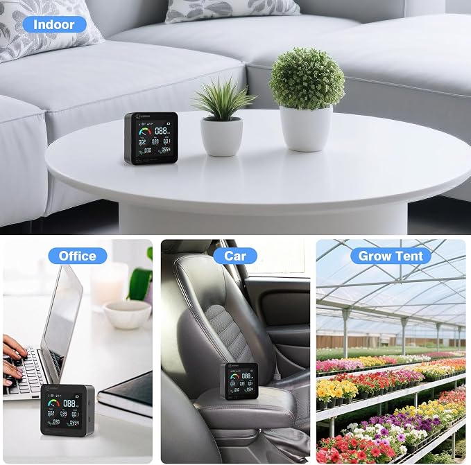 Air Quality Monitor Indoor – CO2 Detector, VOC Meter and AQI Tester Tracks TVOC - Image 7