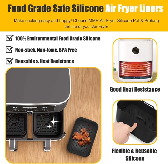 2Pcs Air Fryer Silicone Liners Rectangular - Image 3