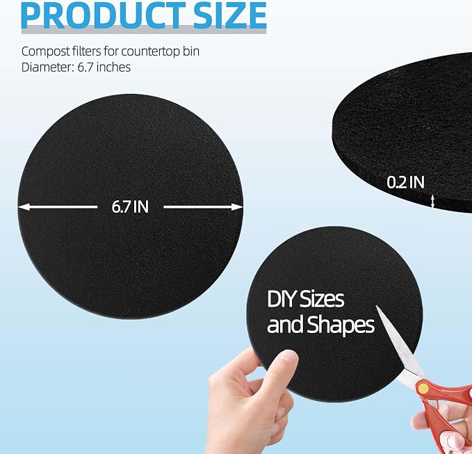 6 Pack Compost Filters for Countertop Bin, 6.7 Inch Charcoal Filters for - Image 7