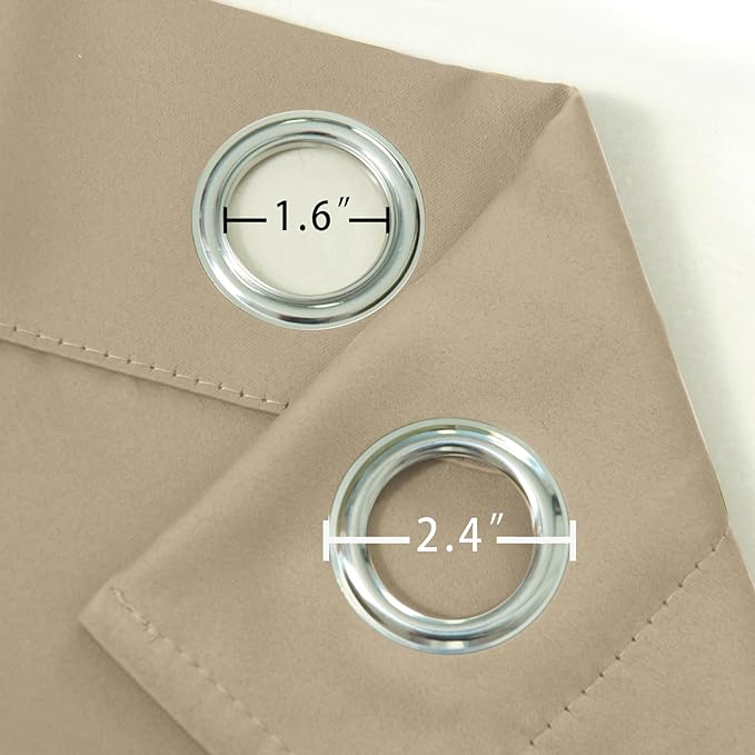 LEMOMO Blackout Curtains 52 x 90 Inch Long Beige Curtains Set of 2 Panels Room Darkening Curtains for Bedroom and Living Room