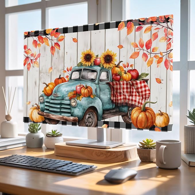 Farm Truck Pumpkin Sunflower Indoor TV Cover, Elastic TV Screen Protector Fall by Unknown