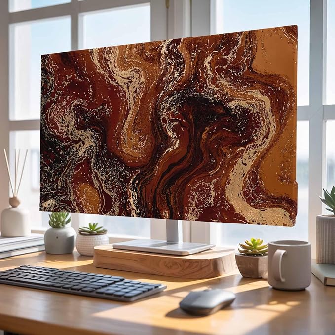 Abstract Brown Red Marble Texture Indoor TV Cover, Elastic TV Screen Protector - Image 5