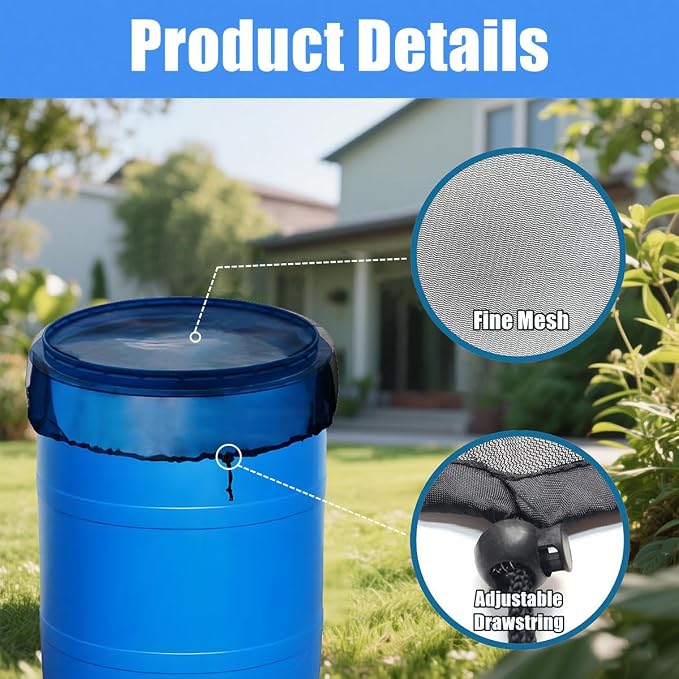 4 Pcs Rain Barrel Mesh Cover, 23.6 inch Water Collection Bucket Net - Image 6