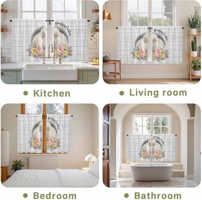 Easter Bunny Kitchen Curtains 54 Inch Long 2 Panel Set, Rod Pocket Window - Image 8