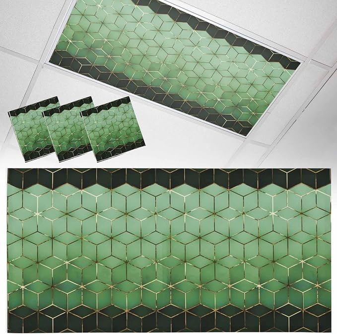 2x4 ft Fluorescent Light Cover for Ceiling Abstract Green Gradient Diamond by Unknown
