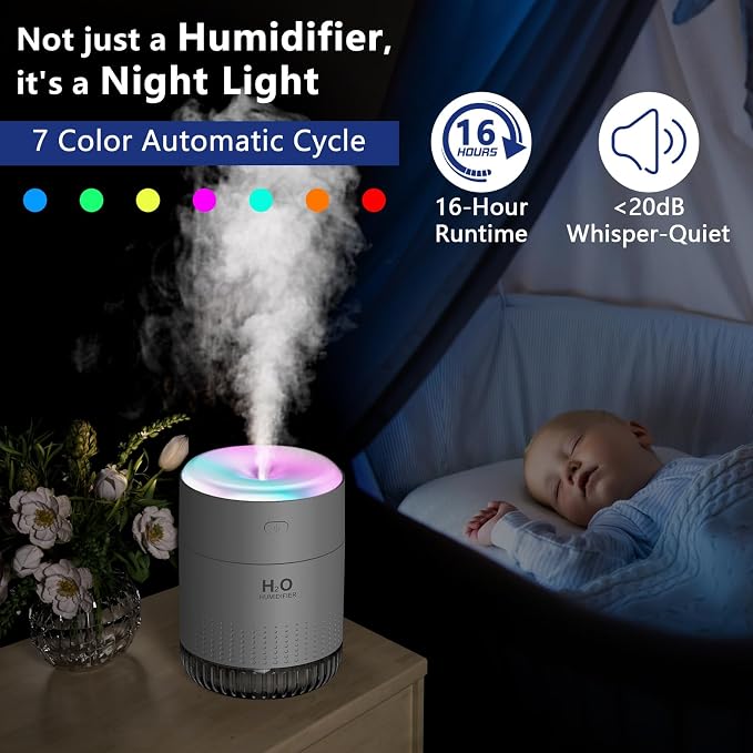 SZO Plant Humidifier Indoor, 500ml Grey - Image 2