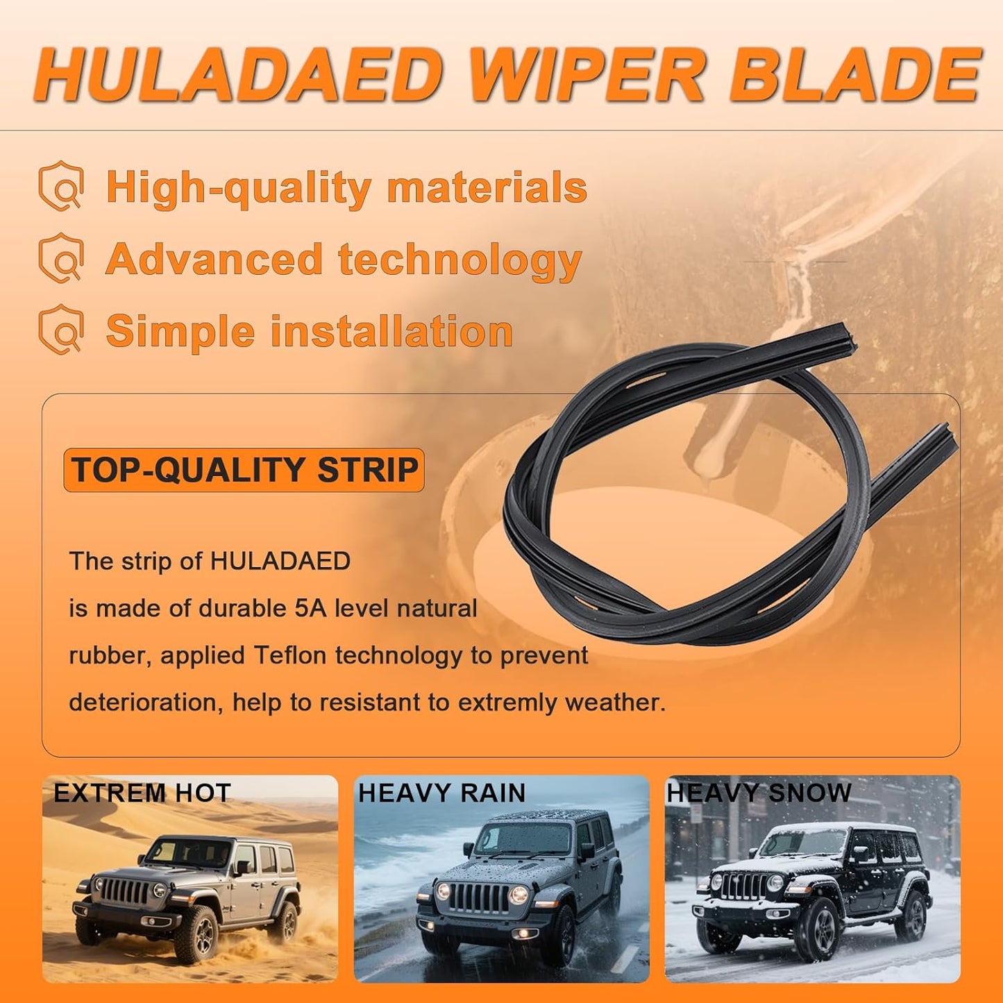 HULADAED® 24'' 20'' 12'' Windshield Wipers Replacement for BMW X5 2018-2014,Silicone Front Rear Wiper blades for MY Car-All Weather & Quiet(3 PACK)