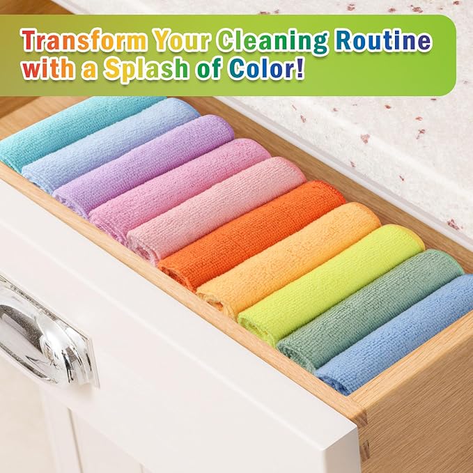 AIDEA Microfiber Cleaning Cloth, Cleaning Rags, 11.5"×11.5" | Lint-Free - Image 3