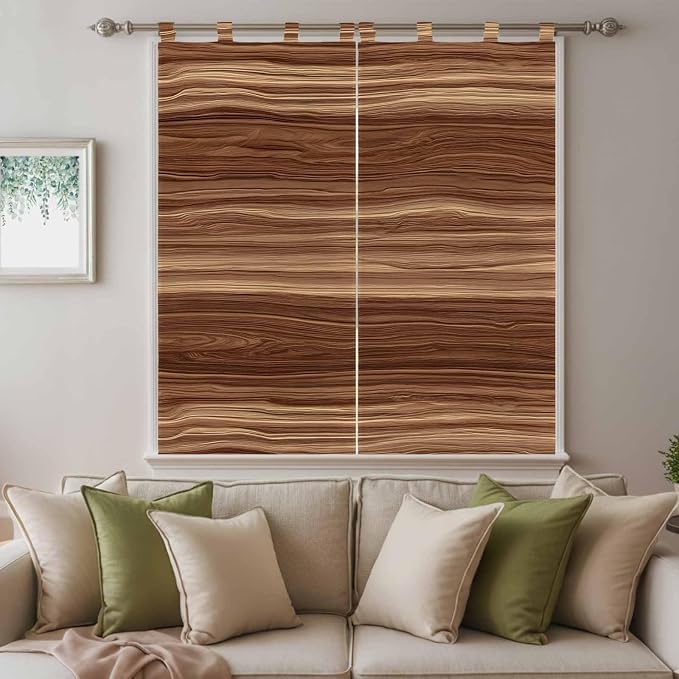 Brown Western Bathroom Curtains 63 Inch Length, Window Curtains Tab Top - Image 9