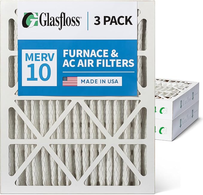 Glasfloss 20x25x4 MERV 10 4" Inch Pleated Air Filters Box of 3. Actual Size: - Image 7