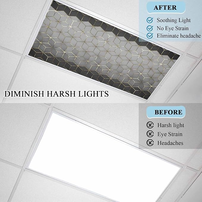 2x4 ft Fluorescent Light Cover for Ceiling Gray Mottled Gradient Geometric - Image 4