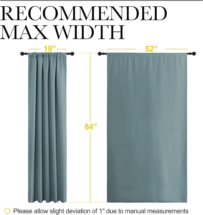 NICETOWN Greyish Blue Blackout Curtains Panels for Window, Thermal Insulated Rod Pocket Blackout Drapes/Draperies for Living Room (2 Panels, W52 x L84 inches)