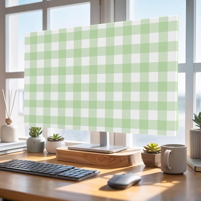 Green Stripes Buffalo Checker Indoor TV Cover, Elastic TV Screen Protector - Image 5