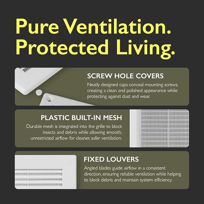 12 x 12 Inch White Air Vent Cover – Plastic Square Air Vent Grill Cover - Image 4