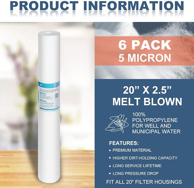 Membrane Solutions 5 Micron Sediment Water Filter Replacement Polypropylene - Image 3