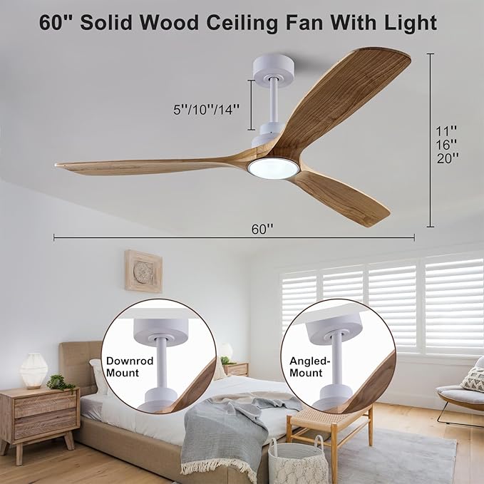 QUTWOB 60" Wood Ceiling Fan - Image 5
