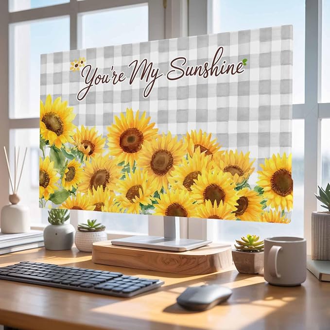 Rustic Sunflower Buffalo Plaid Indoor TV Cover, Elastic TV Screen Protector - Image 4