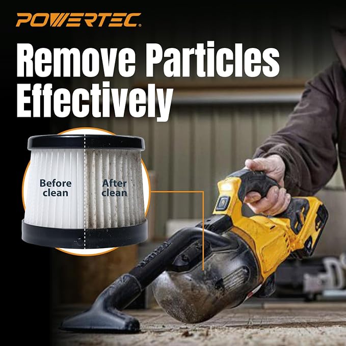 POWERTEC DCV5011H HEPA Filters for DeWalt DCV501HB 20V Cordless Handheld Vacuum - Image 5
