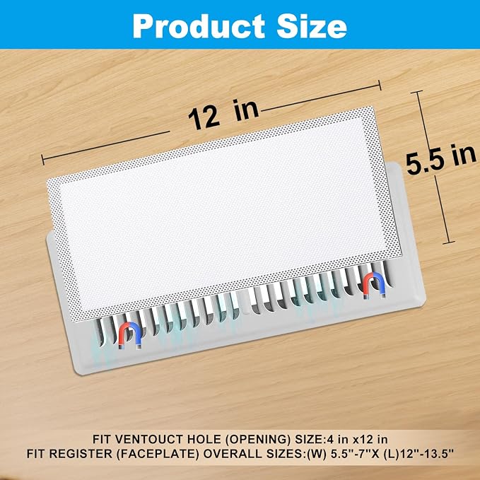 4 PCS White Magnetic Vent Covers-5.5x12 Magnetic Air Vent Covers - Image 2