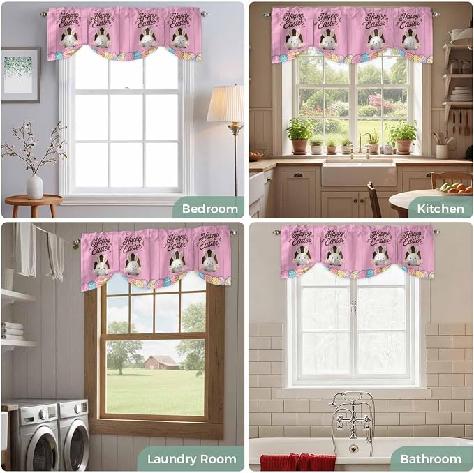 Pink Easter Tie Up Valance Curtains - Image 8
