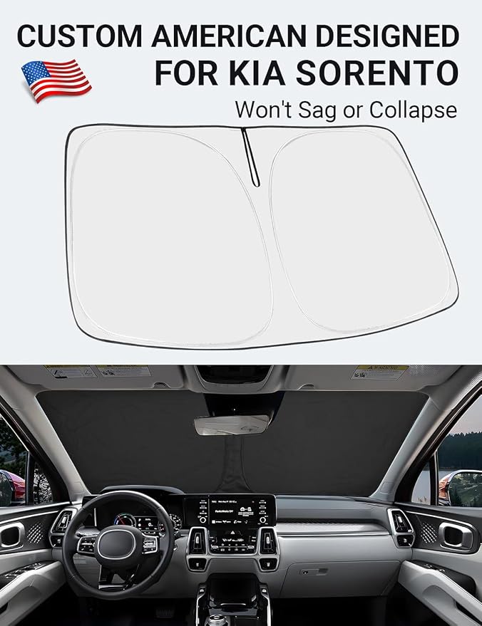 Proadsy Windshield Sun Shade for Kia Sorento 2021-2025 2026 4-Layer Foldable - Image 2