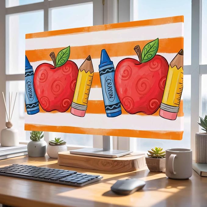 Fruit Apples Pencils Crayons Indoor TV Cover, Elastic TV Screen Protector - Image 4