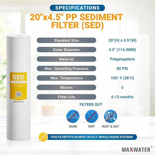 20" x 4.5" 1 Stage Whole House Water Filter System - Image 3
