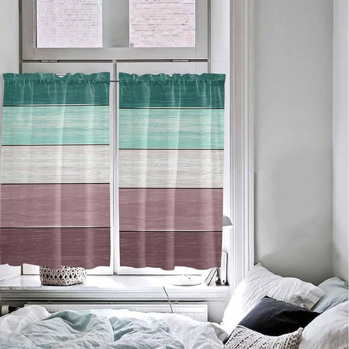 Retro Farm Woodcuts Texture Window Valance Curtains, 2 Panel - Image 4