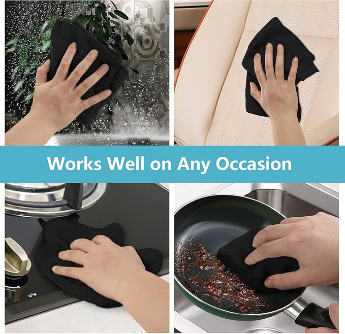 HOMEXCEL Black Microfiber Cleaning Cloth, 50 Pack Cleaning Towels - Image 5
